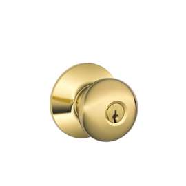Schlage Plymouth Bright Brass Keyed Entry Door Knob 1-3/4 in.