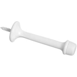 National Hardware 3 in. W Zinc w/Rubber Tip White Rigid Door Stop Mounts to floor