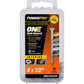 Hillman POWERPRO ONE No. 6 X 1/2 in. L Star Flat Head Multi-Material Screw 50 pk