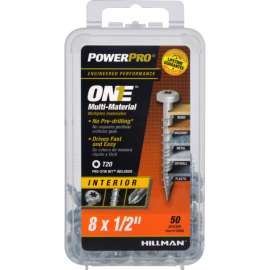 Hillman PowerPro No. 8 X 1/2 in. L Star Pan Head Multi-Material Screw 50 pk