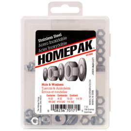 Homepak Assorted in. Stainless Steel SAE Nuts and Washers Kit 100 pk