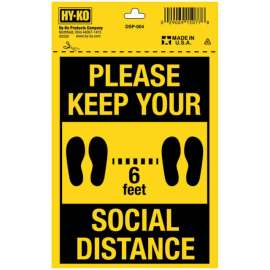 Hy-Ko English Black Social Distancing Sign 7 in. H X 5 in. W