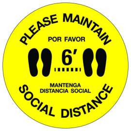Hy-Ko English Yellow Social Distancing Decal 12 in. H X 12 in. W