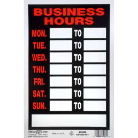 Hillman English Black Hours Sign 12 in. H X 8 in. W