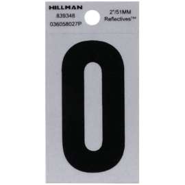 Hillman 2 in. Reflective Black Vinyl? Self-Adhesive Letter O 1 pc