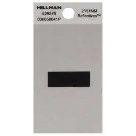 Hillman 2 in. Reflective Black Vinyl? Self-Adhesive Special Character Hyphen 1 pc