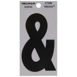 Hillman 3 in. Reflective Black Vinyl? Self-Adhesive Special Character Ampersand 1 pc