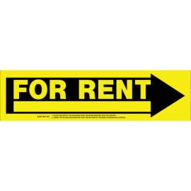 Hillman English Yellow For Rent Sign 6 in. H X 24 in. W