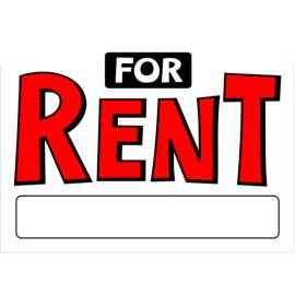 Hillman English White For Rent Sign 10 in. H X 14 in. W