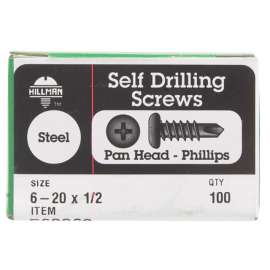 Hillman No. 6-20 X 1/2 in. L Phillips Pan Head Self- Drilling Screws 100 pk