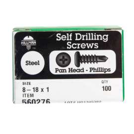 Hillman No. 8-18 X 1 in. L Phillips Pan Head Self- Drilling Screws 100 pk