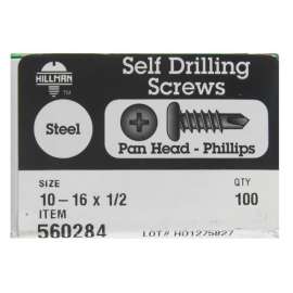 Hillman No. 10-16 X 1/2 in. L Phillips Pan Head Self- Drilling Screws 100 pk