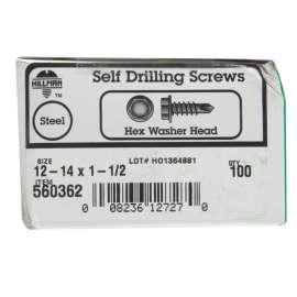 Hillman No. 12-14 X 1-1/2 in. L Hex Hex Washer Head Sheet Metal Screws 100 pk