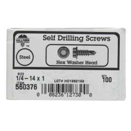 Hillman 1/4-14 Sizes X 1 in. L Hex Hex Washer Head Sheet Metal Screws 100 pk