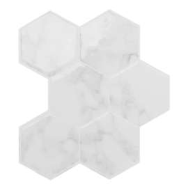 Smart Tiles 9.56 in. W X 10.61 in. L White Glazed Vinyl Adhesive Wall Tile 4 pc