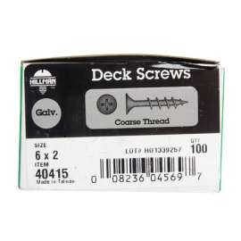 Hillman No. 6 X 2 in. L Phillips Bugle Head Deck Screws 100 pk