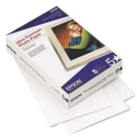 Epson Ultra Premium Inkjet Photo Paper, Bright White, 96 Brightness, 96% Opacity, 4" x 6"