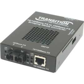 Transition Networks 10/100 Bridging 10/100Base-TX to 100Base-FX Media Converter - 1 x RJ-45 , 1 x SC - 10/100Base-TX, 100Base-FX