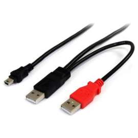 StarTech.com 6ft USB Y Cable for External Hard Drive, Connect and power your external mini-USB equipped hard drive through two standard USB ports on your computer, 6 ft USB Y Cable for External Hard Drive, USB A to mini B, 6ft