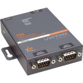 Lantronix 2-Port Secure Serial (RS232/ RS422/ RS485) to IP Ethernet Device Server; Up to 256-bit AES encryption; SSH/SSL/TLS Enterprise Security with PKI; International 110-240 VAC, Secure Ethernet terminal server for a multiport RS-232/422/485 serial int