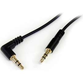 StarTech.com 6 ft Slim 3.5mm to Right Angle Stereo Audio Cable, M/M, Mini-phone Male Stereo Audio, Mini-phone Male Stereo Audio, 6ft