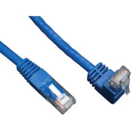 Tripp Lite 3ft Cat6 Gigabit Molded Patch Cable RJ45 Right Angle Up to Straight M/M Blue 3', Category 6 for Network Device, 3ft, 1 x RJ-45 Male Network, 1 x RJ-45 Male Network