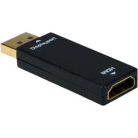 QVS Audio/Video Adapter, 1 x DisplayPort DisplayPort 1.1 Digital Video Male, 1 x HDMI Digital Audio/Video Female, Black