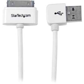 StarTech.com 1m (3 ft) Apple® 30-pin Dock Connector to Left Angle USB Cable for iPhone / iPod / iPad with Stepped Connector