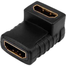 4XEM 90 Degree HDMI A Female To HDMI A Female Adapter, 1 x 19-pin HDMI (Type A) Digital Audio/Video Female, 1 x 19-pin HDMI (Type A) Digital Audio/Video Female, Gold Connector, Black