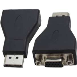 4XEM DisplayPort Male To VGA Female Adapter, 1 x 20-pin DisplayPort DisplayPort 1.1a Digital Audio/Video Male, 1 x 15-pin HD-15 VGA Female, Gold Connector, Black