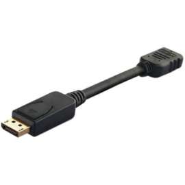 4XEM 10" DisplayPort To HDMI M/F Adapter Cable, 10" DisplayPort/HDMI A/V Cable for Audio/Video Device, TV, Monitor, iPhone, First End: 1 x 20-pin DisplayPort 1.1 Digital Audio/Video, Male, Second End: 1 x 19-pin HDMI 1.3a Digital Audio/Video