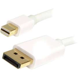 4XEM 6Ft 2M Mini DisplayPort Male To DisplayPort Male Adapter Cable With Gold plated connectors - White Mini DisplayPort to Displayport Adapter for Audio/Video Device, TV, Monitor, Projector, Mac mini, Notebook - 6 ft - 1 Pack - 1 x Mini DisplayPort