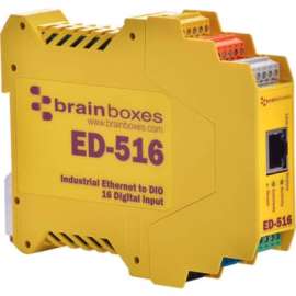 Brainboxes, Ethernet to 16 Digital Inputs + RS485 Gateway, Twisted Pair, 1 x Network (RJ-45), 1 x Serial Port