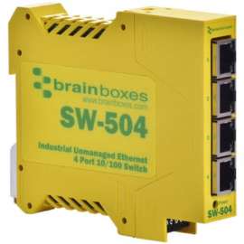 Brainboxes Industrial Ethernet 4 Port Switch DIN Rail Mountable, 4 Ports, 10/100Base-TX, TAA Compliant, 2 Layer Supported
