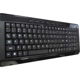 Ergoguys A4TECH BLACK USB WIRED SLIM KEYBOARD W/ BLUE LED, Cable Connectivity, USB 2.0 Interface Internet, Multimedia Hot Key(s), PC, Black