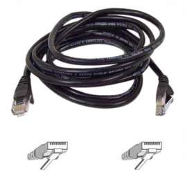 Belkin Patch Cord, RJ-45 Male, RJ-45 Male, 20ft, Black