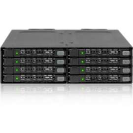 Cremax Icy Dock ToughArmor MB998SP-B Drive Enclosure for 5.25", Serial ATA/600 Host Interface Internal, Matte Black, 8 x Total Bay, 8 x 2.5" Bay