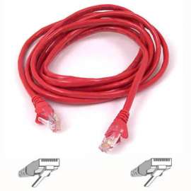 Belkin Patch Cord, RJ-45 Male, RJ-45 Male, 10ft, Red