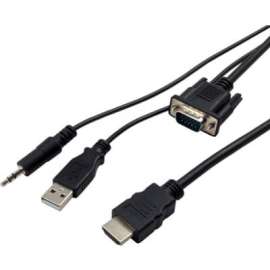 VisionTek VGA to HDMI 1.5M Active Cable (M/M), 4.92 ft HDMI/VGA Video Cable for Video Device, HD-15 Male VGA, HDMI Male Digital Audio/Video, Black
