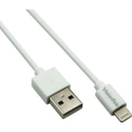 VisionTek Lightning to USB 2 Meter MFI Cable White (M/M), 6.6 Ft USB lightning MFI cable for iPhone, iPad Air, iPad Mini, iPod, Data and Power