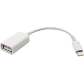 4XEM 4XEM 8-Pin Lightning to USB Female Adapter, 5.50" Lightning/USB Data Transfer Cable for iPhone, iPad, Mouse, Keyboard, Card Reader, Camera, U Disk, First End: 1 x 8-pin Lightning, Male, Second End: 1 x USB 2.0 Type A