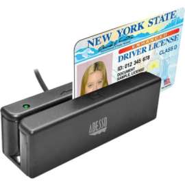 Adesso MSR-100 Magnetic Stripe Card Reader, Triple Track, 50 in/s
