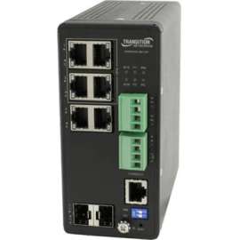 Transition Networks Managed Hardened PoE+ Switch, 6 Ports, Manageable, 2 Layer Supported, Modular