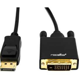 Rocstor premium 6 ft DisplayPort 1.2v to DVI Cable M/M, Displayport 1.2v to DVI 3840x2160 @ 30Hz, Supports 2K,4K @ 30Hz, DP 1.2v/DVI for Notebook, PC, Monitor, Video Device, TV, Projector, Graphics Card, HDTV, 6 ft (2m), Retail Pack