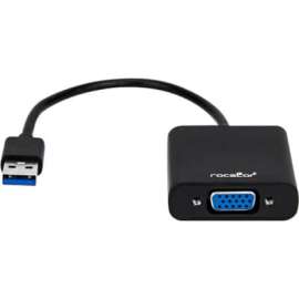Rocstor Premium USB to VGA Adapter, USB 3.0 to VGA External USB Video Graphics Adapter for PC, Resolutions up to 1920x1200 1080p- 1x USB 3.0 Type A Male, 1 x VGA Female, 6", Black
