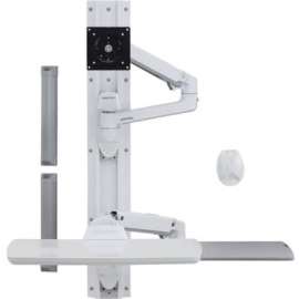 Ergotron Wall Mount Track for Keyboard, LCD Monitor, Mouse - White - 1 Display(s) Supported - 32" Screen Support - 30 lb Load Capacity - 75 x 75, 100 x 100