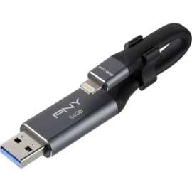 Pny Technologies PNY DUO LINK USB 3.0 OTG Flash Drive For iPhone and iPad, 64 GB, Lightning, USB 3.0 Type A, 1 Year Warranty