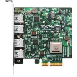 HighPoint RocketU 1344A Industry's Fastest 4-Port USB HBA, PCI Express 3.0 x4, Plug-in Card, 4 USB Port(s), 4 USB 3.1 Port(s)