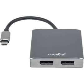 Rocstor Premium USB-C to Dual DisplayPort Multi Monitor Adapter, 4K 60Hz, USB Type- C 2-Port MST Hub, for Mac and Windows, 4Kx2K 60Hz Resolutions up to 3840x2160 @ 60Hz