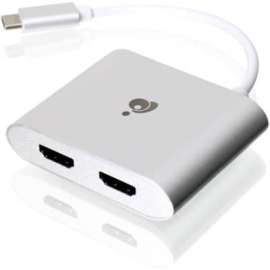IOGEAR USB-C to Dual 4K Adapter, 1 Pack, 1 x USB Type C USB 3.1 Male, 2 x HDMI Female, White
